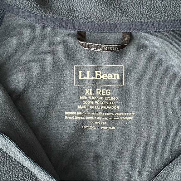 L.L. Bean Navy Gray Quarter Zip Pullover Soft Lightweight Fleece Sweatshirt - Picture 5 of 5